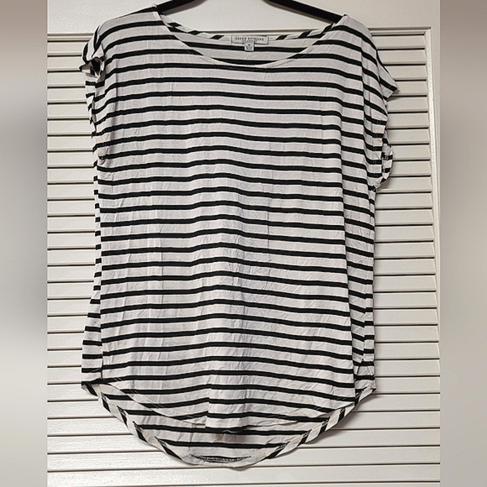 Green Envelope - Black & White Striped Sleeveless Top